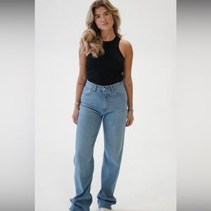 Djerf Avenue Straight Jeans Mid Blue